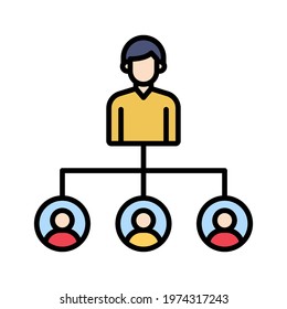 Hierarchy, leader, teamwork icon vector image. Can also be used for project management. Suitable for use on web apps, mobile apps and print media.