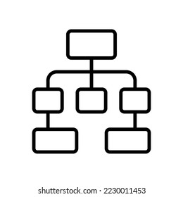 Hierarchy line icon. Idea, creativity, hierarchy, responsibilities, management, subordination, setup, configuration, director. Team work concept. Vector black line icon on a white background