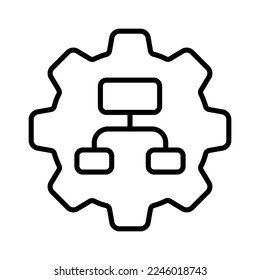 Symbol der Hierarchie. Ideen, Kreativität, Teambildung, Verantwortlichkeiten, Management, Unterordnung, Einrichtung, Konfiguration, Prüfzeichen, Regisseur. Konzept der Teamarbeit. Vektorliniensymbol auf weißem Hintergrund