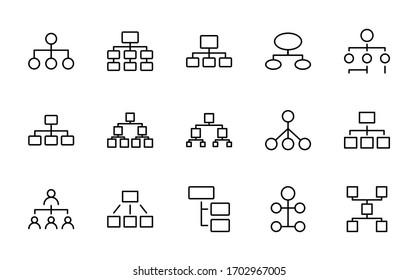 Hierarchy line icon set. Collection of vector symbol in trendy flat style on white background. Web sings for design.