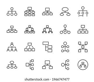 Hierarchy line icon set. Collection of vector symbol in trendy flat style on white background. Web sings for design.