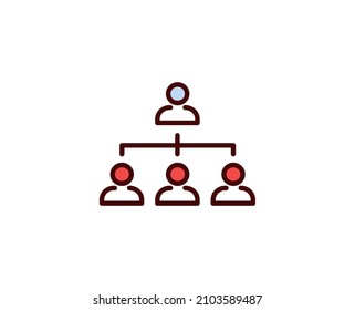 Icono de línea de jerarquía. Símbolo vectorial en estilo plano y a la moda sobre fondo blanco. Canto de Office para diseño.