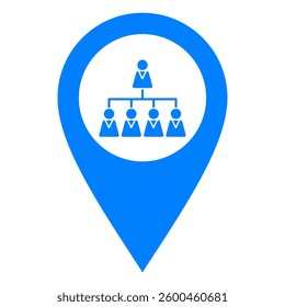 Hierarchy and location pin on white