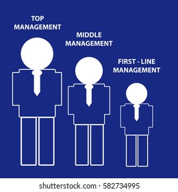 Hierarchy of management on blue background. Vector illustration.