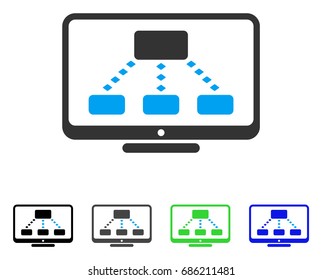 Hierarchy Monitoring flat vector icon. Colored hierarchy monitoring gray, black, blue, green pictogram variants. Flat icon style for graphic design.