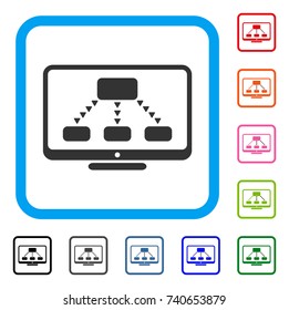 Hierarchy Monitoring icon. Flat grey iconic symbol in a light blue rounded frame. Black, gray, green, blue, red, orange color additional versions of Hierarchy Monitoring vector.
