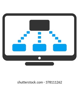 Hierarchy Monitoring vector icon. Style is bicolor flat symbol, blue and gray colors, dots are rounded rectangles, white background.
