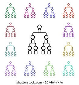 Hierarchy-Symbol mit mehrfarbigem Stil. Einfache dünne Linie, Vektorillustration der Konferenzen für i und ux, Website oder mobile Applikationen