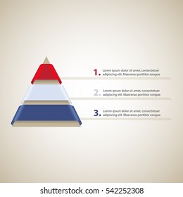 Hierarchy Of Needs Pyramid. Cone With 3 Ribbons. Vector Infographic