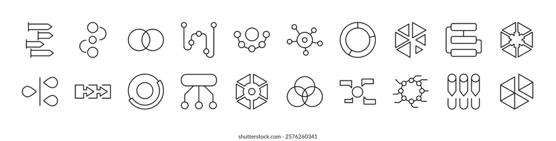 Hierarchy Outline Simple Linear Image Collection. Editable Stroke. Suitable for Web Sites, Books, Cards, Apps