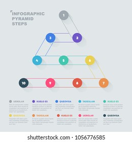 Hierarchy Pyramid Connected With Steps Numbered with Info Beneath