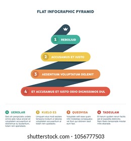 Hierarchy Pyramid Connected With Steps Zigzag Style Numbered with Info Beneath