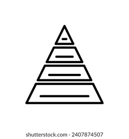 Hierarchy pyramid vector icon. Triangle hierarchy level sign in black and white color.