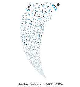 Hierarchy random fireworks stream. Vector illustration style is flat blue and gray iconic symbols on a white background. Object fountain organized from scattered pictograms.