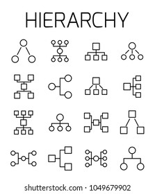 Hierarchy related vector icon set. Well-crafted sign in thin line style with editable stroke. Vector symbols isolated on a white background. Simple pictograms.