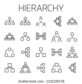 Hierarchy related vector icon set. Well-crafted sign in thin line style with editable stroke. Vector symbols isolated on a white background. Simple pictograms.