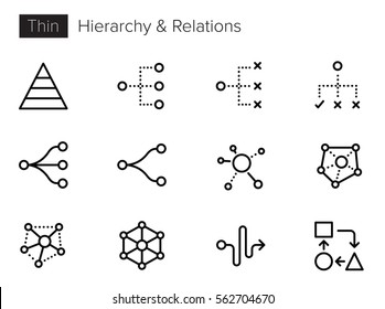 Hierarchy, Relations, Process Thin line Vector Icons set - Shutterstock ID 562704670