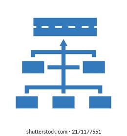 Hierarchy, road map icon. Blue vector design.
