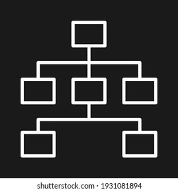 Jerarquía, hoja de ruta, imagen vectorial de icono de esquema. También se puede utilizar para la administración de proyectos. Idóneo para aplicaciones web, aplicaciones móviles y medios impresos.