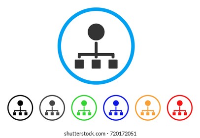 Hierarchy rounded icon. Style is a flat hierarchy gray symbol inside light blue circle with black, gray, green, blue, red, orange color versions. Vector designed for web and software interfaces.