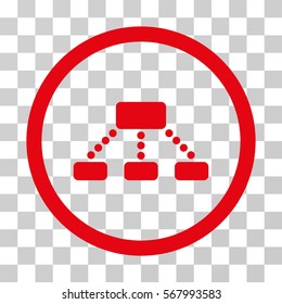 Hierarchy rounded icon. Vector illustration style is flat iconic symbol inside a circle, red color, transparent background. Designed for web and software interfaces.