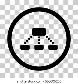 Hierarchy rounded icon. Vector illustration style is flat iconic symbol inside a circle, black color, transparent background. Designed for web and software interfaces.