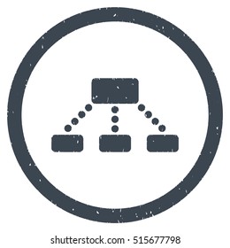 Hierarchy rubber seal stamp watermark. Icon symbol inside circle frame with grunge design and dust texture. Scratched vector smooth blue ink sticker on a white background.