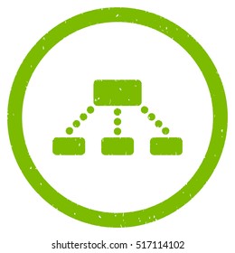 Hierarchy rubber seal stamp watermark. Icon symbol inside circle frame with grunge design and dirty texture. Scratched vector eco green ink sign on a white background.