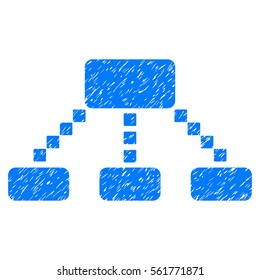 Hierarchy Scheme grainy textured icon for overlay watermark stamps. Flat symbol with dust texture. Dotted vector blue ink rubber seal stamp with grunge design. Designed with square dots.