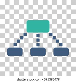 Hierarchy Scheme icon. Vector illustration style is flat iconic bicolor symbol, cobalt and cyan colors, transparent background. Designed for web and software interfaces.