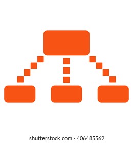 Hierarchy Scheme vector toolbar icon. Style is flat icon symbol, orange color, white background, square dots.