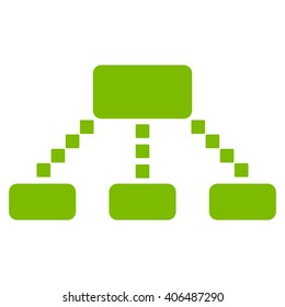 Hierarchy Scheme vector toolbar icon. Style is flat icon symbol, eco green color, white background, square dots.