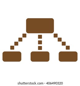 Hierarchy Scheme vector toolbar icon. Style is flat icon symbol, brown color, white background, square dots.