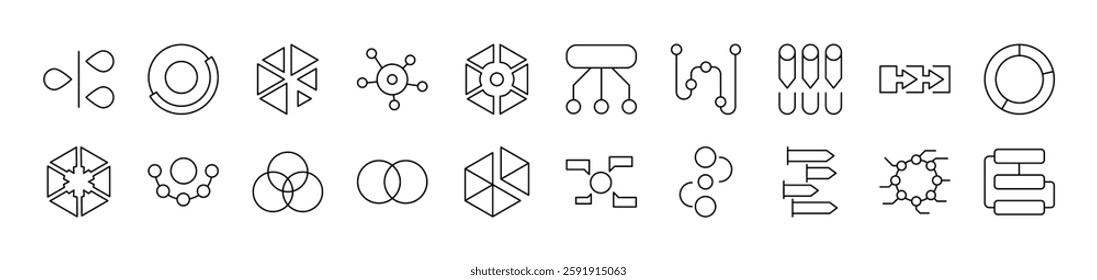 Hierarchy Simple Isolated Line Icons Collection. Editable Stroke. Suitable for Web Sites, Books, Cards, Apps