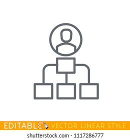 Hierarchy of staff structure icon. Editable line drawing. Stock vector illustration.