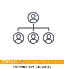 Hierarchy of staff structure icon. Editable line drawing. Stock vector illustration.