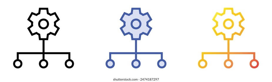 hierarchy structure icon. Linear, Blue Fill and Gradient Style Design Isolated On White Background