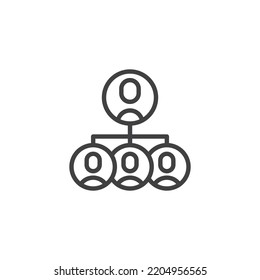Hierarchy structure line icon. linear style sign for mobile concept and web design. Organization group outline vector icon. Symbol, logo illustration. Vector graphics