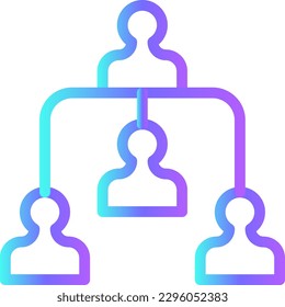 Icono Jerarquía Trabajo en equipo y Gestión con estilo duotónico azul. organización, personas, trabajo en equipo, empresa, asociación, estrategia, conferencia. Ilustración del vector