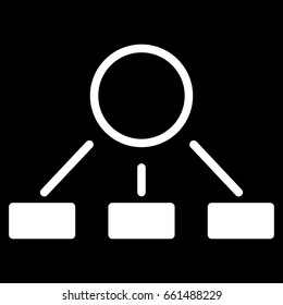 Hierarchy vector icon. Flat white symbol. Pictogram is isolated on a black background. Designed for web and software interfaces.