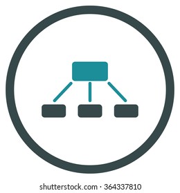 Hierarchy vector icon. Style is bicolor flat circled symbol, soft blue colors, rounded angles, white background.