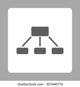 Hierarchy vector icon. This flat rounded square button uses dark gray and white colors and isolated on a silver background.
