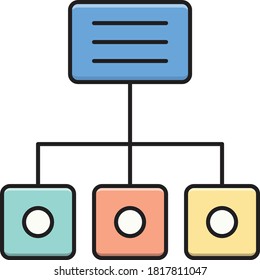 icono de línea plana de vector de jerarquía 