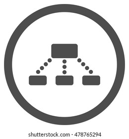 Hierarchy vector rounded icon. Image style is a flat icon symbol inside a circle, gray color, white background.
