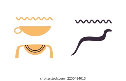 Hieroglyph of Ancient Egypt with Alphabetic Element Vector Set