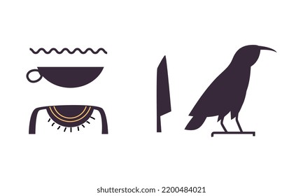 Hieroglyph of Ancient Egypt with Alphabetic Element Vector Set