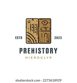 Hieroglyph ancient pre history egypt coptic logo icon, hand drawn vintage vector illustration.