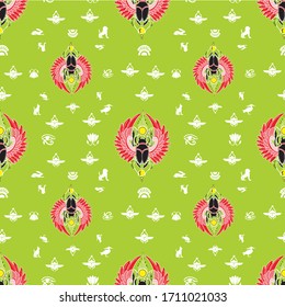 Hieroglyph and Egyptian symbols  illustration pattern seamless design for God of Egypt with  texture background