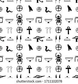 Hieroglyph and Egyptian symbols  illustration pattern seamless design for God of Egypt with  texture background