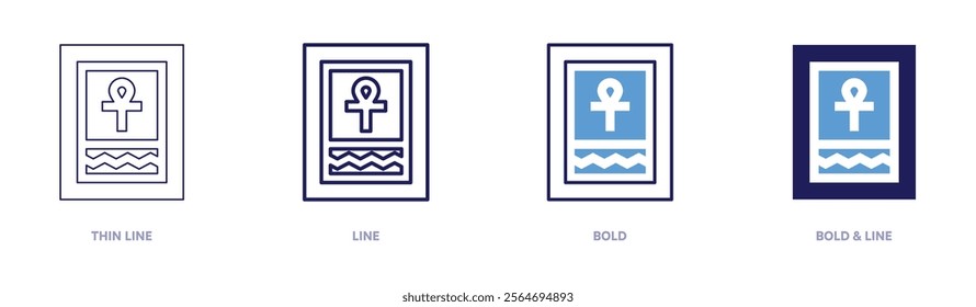 Hieroglyph icon in 4 different styles. Thin Line, Line, Bold, and Bold Line. Duotone style. Editable stroke.